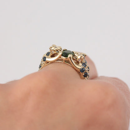 9ct gold double panther ring