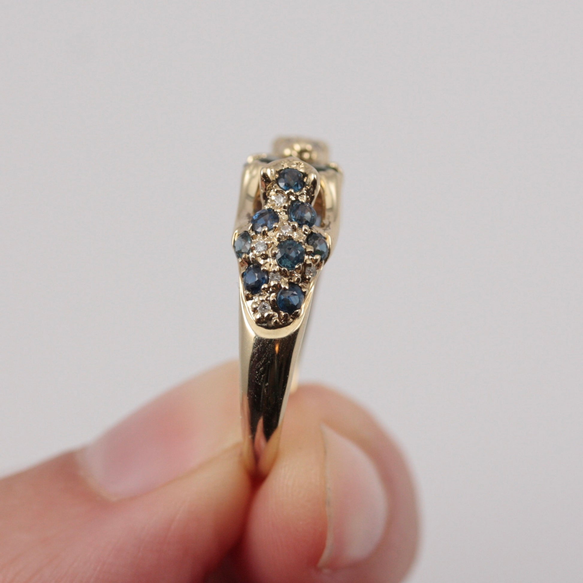diamond sapphire panther ring