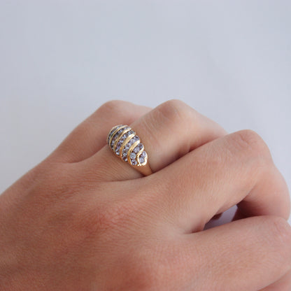 Vintage 9ct Yellow Gold Tanzanite Domed Ring