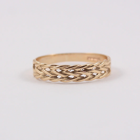 Vintage 9ct Gold Braided Band Ring, 1986