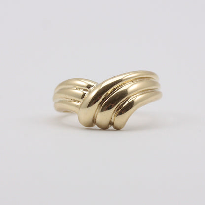 Vintage 9ct Gold Chunky Ridged Wishbone Ring, 1988