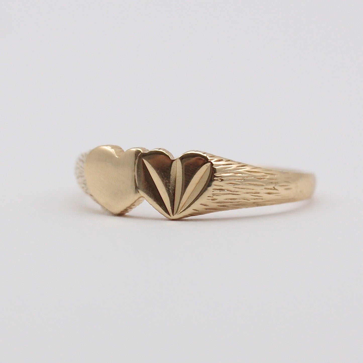 Vintage 9ct Gold Double Heart Ring, 1988