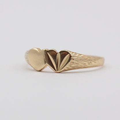 Vintage 9ct Gold Double Heart Ring, 1988
