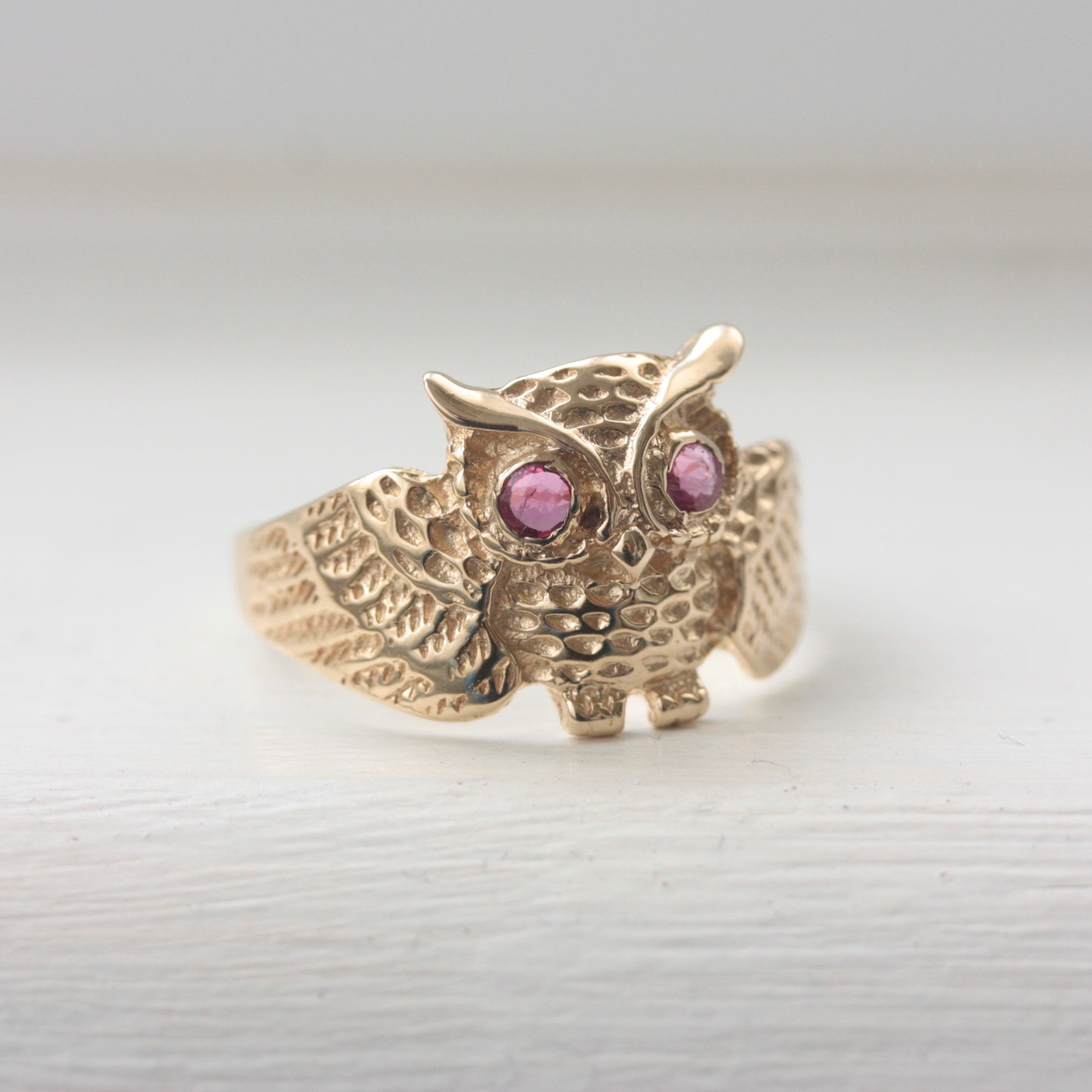 vintage 9ct gold owl ring
