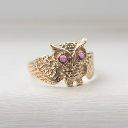 vintage 9ct gold owl ring