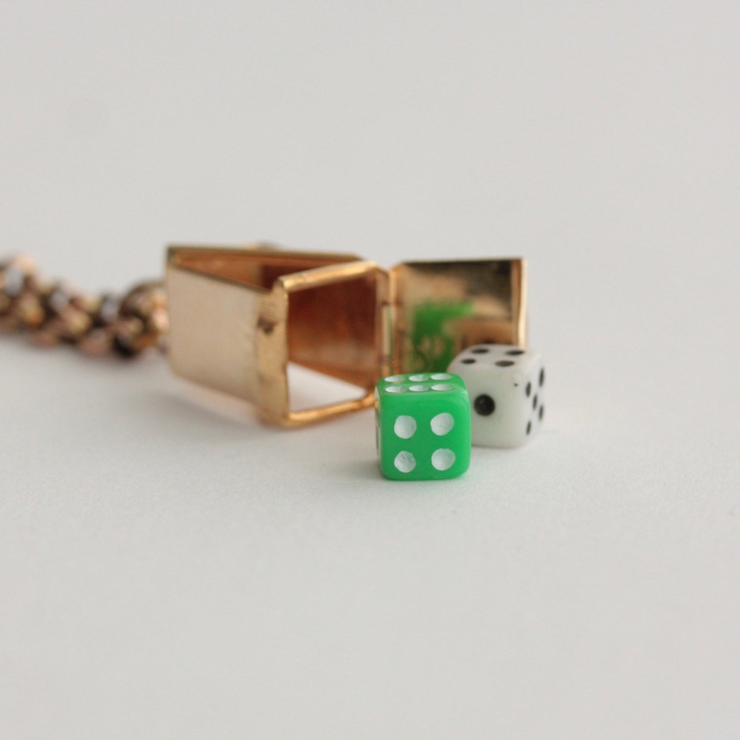 Vintage 9ct Gold Boxed Dice Charms, Fred Manshaw, 1979