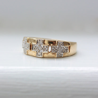 Pre-owned 9ct Gold and Diamond Cross Band Ring