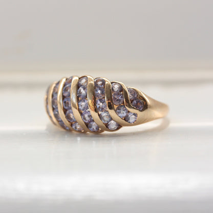 Vintage 9ct Yellow Gold Tanzanite Domed Ring