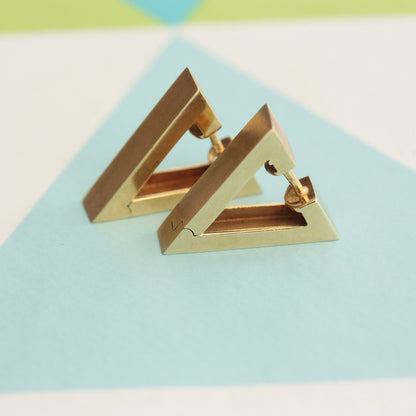 Pre-owned 9ct Gold Triangle Hoop Earrings