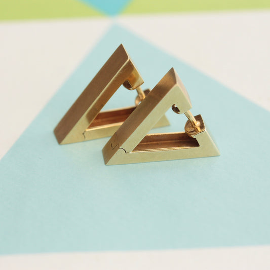 Pre-owned 9ct Gold Triangle Hoop Earrings