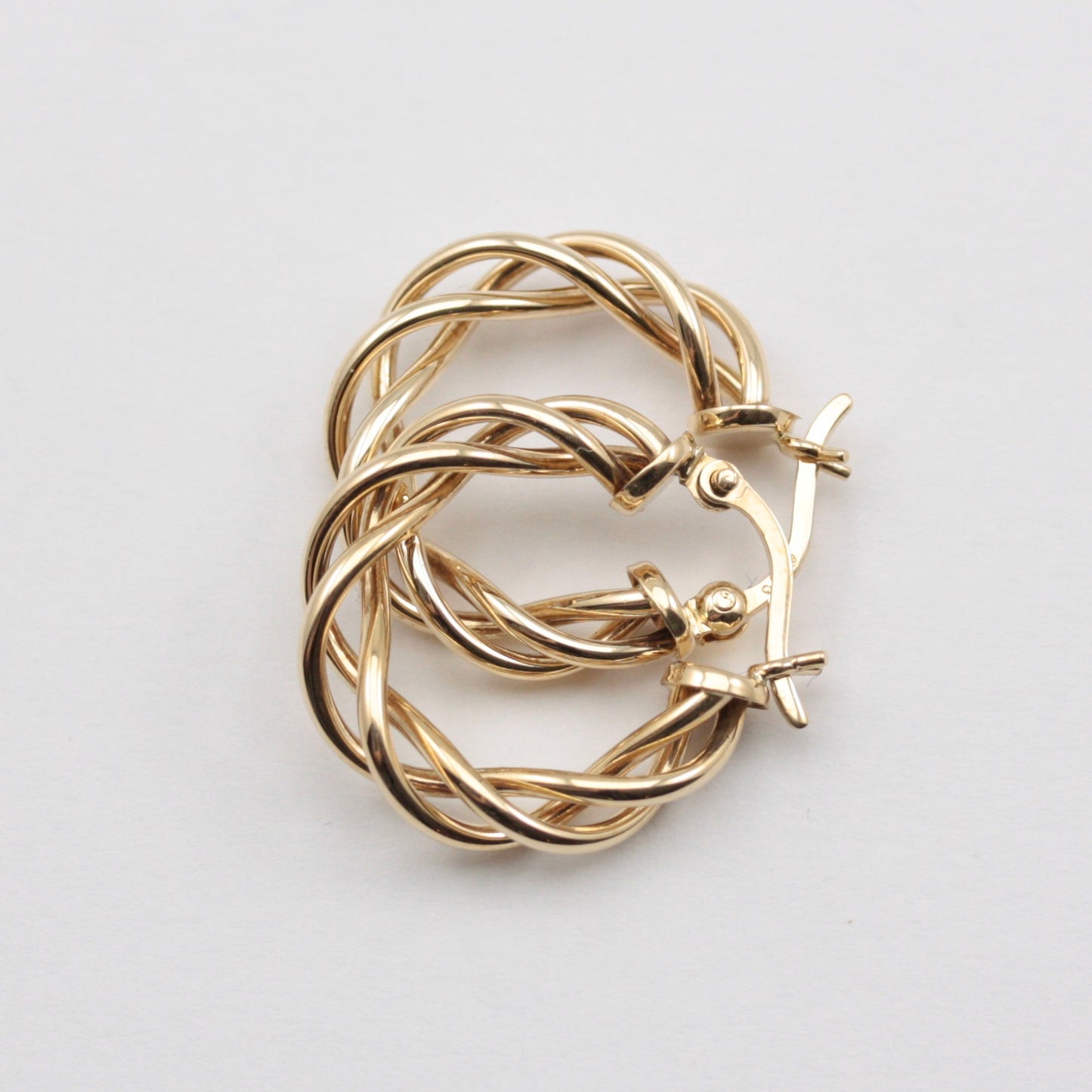 Vintage 9ct Gold Open Twist Hoop Earrings, Medium