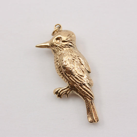 Vintage 9ct Gold Woodpecker Charm, 1961