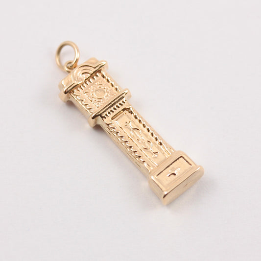 Vintage 9ct Gold Grandfather Clock Charm, 1971
