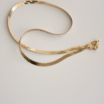 Vintage 9ct Gold Pattered Herringbone Necklace, 1988