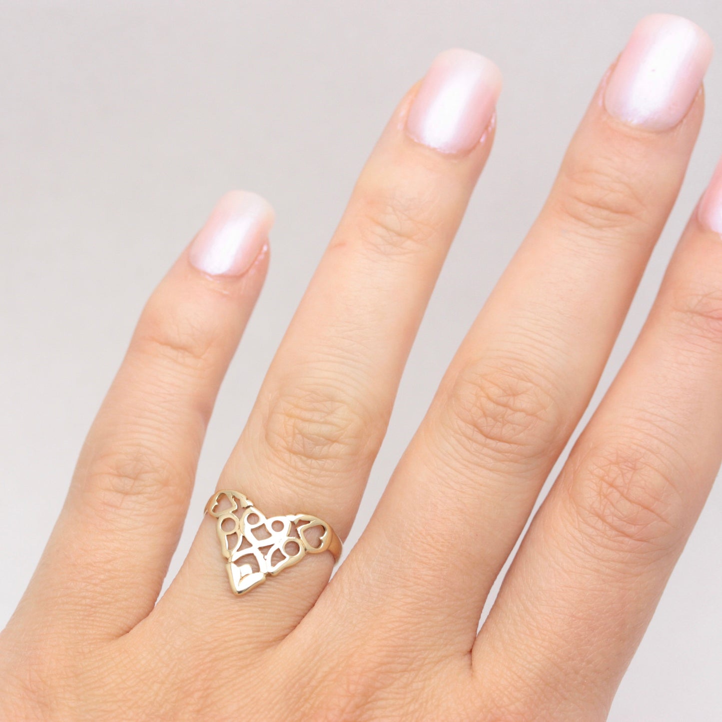 Vintage 9ct Gold Filigree Cut Out Wishbone Ring, 1993