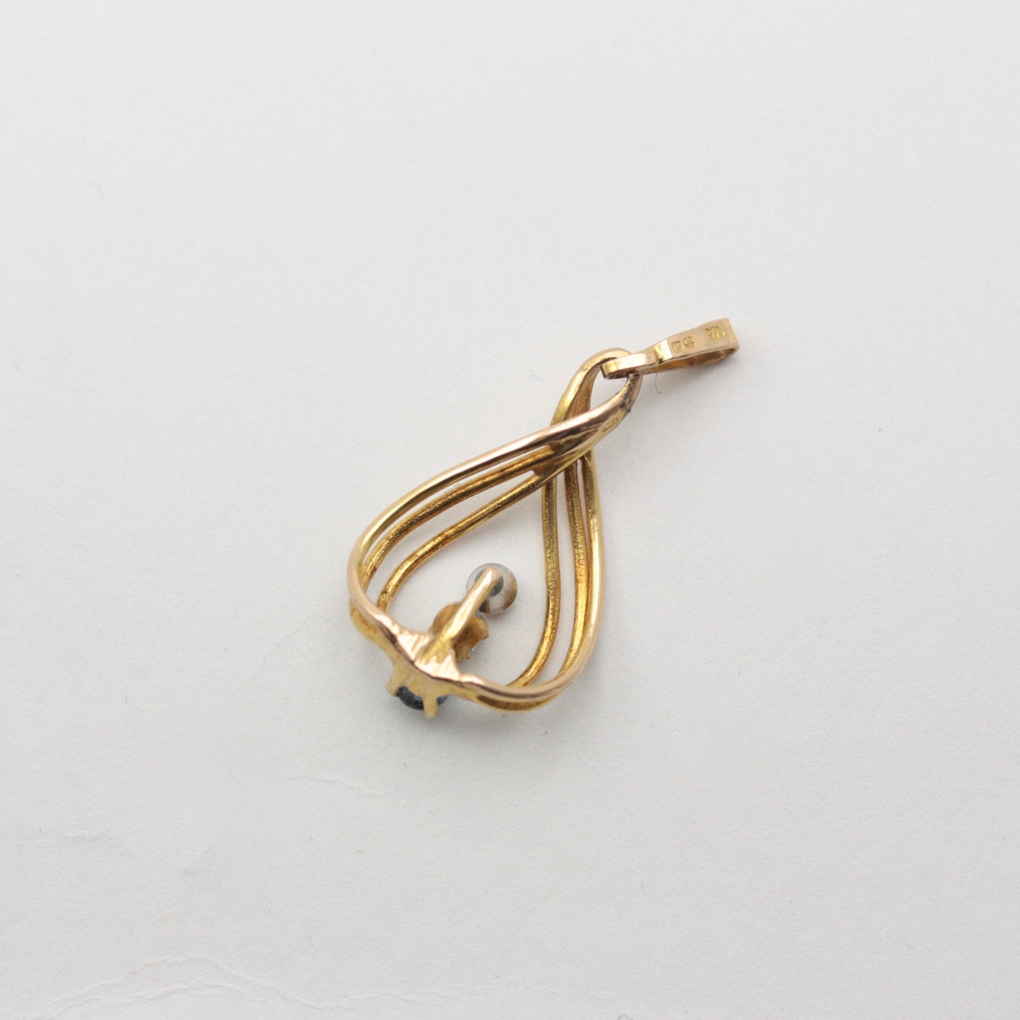 Vintage 9ct Gold Sapphire and Diamond Open Pendant, 1979