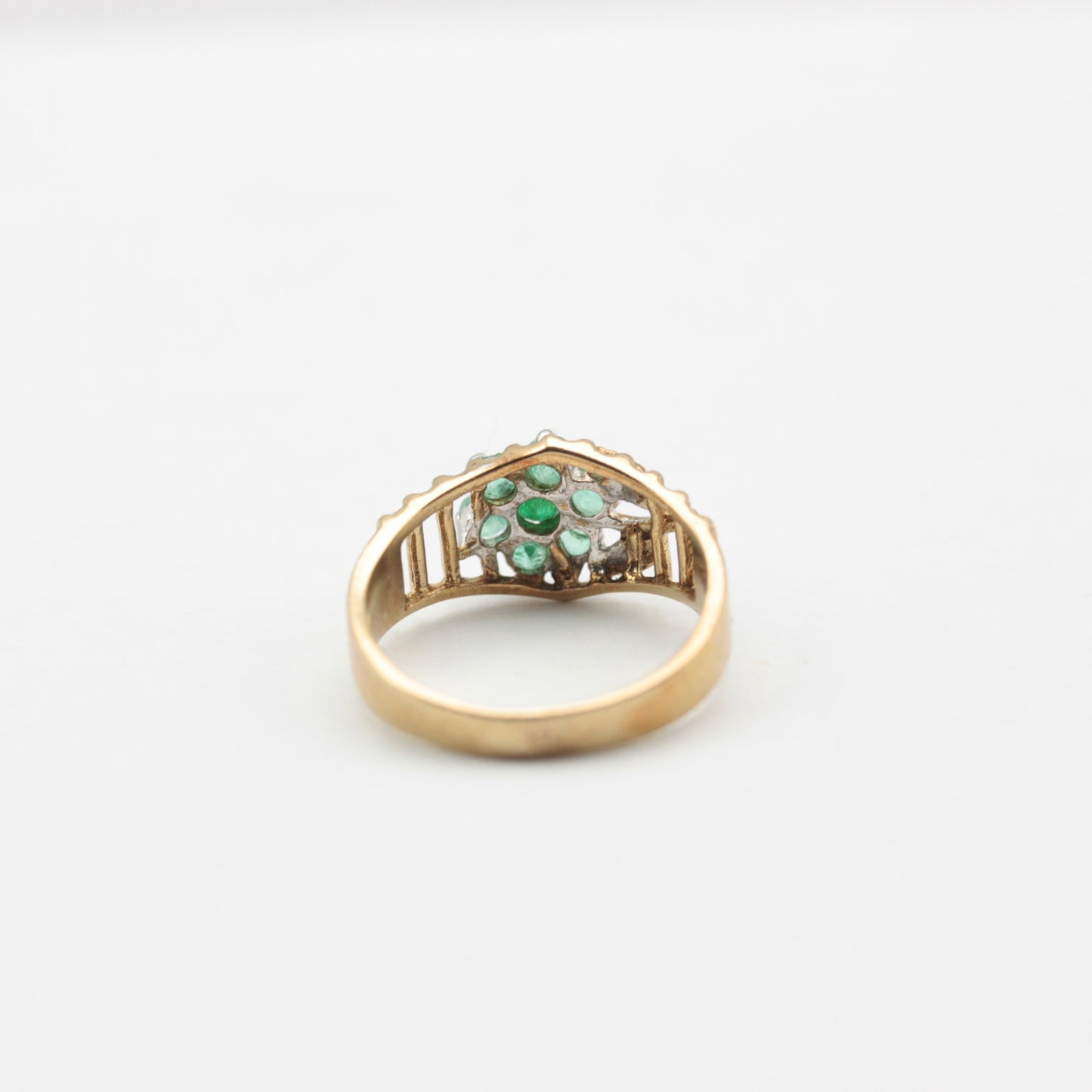 Vintage 9ct Gold Emerald Flower Cluster Ring, 1994