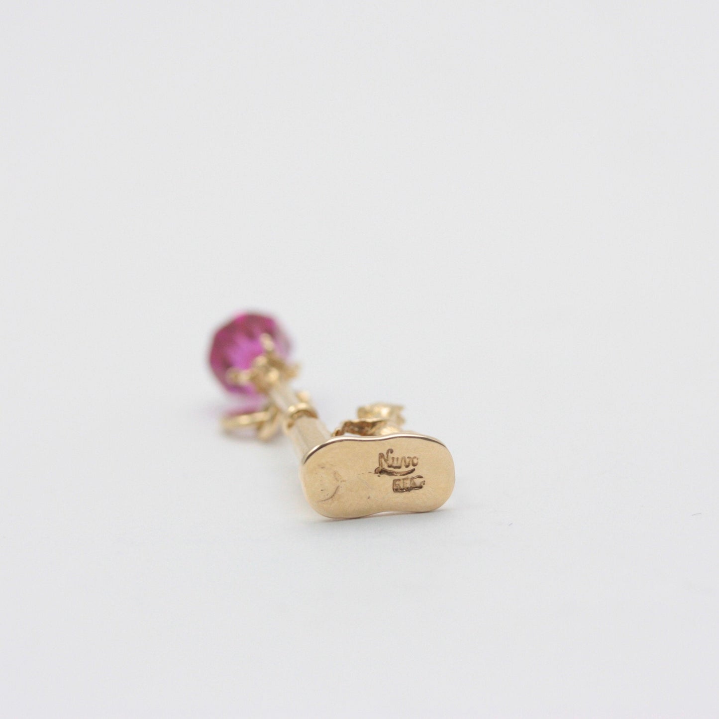 Vintage 9ct Gold Dog Under Pink Crystal Lamp Post Charm, 1972
