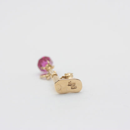Vintage 9ct Gold Dog Under Pink Crystal Lamp Post Charm, 1972