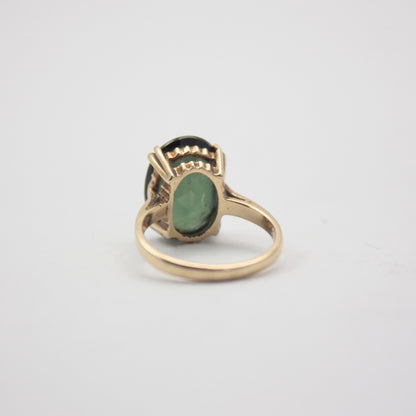 Vintage 9ct Gold Forest Green Spinel Cocktail Ring, 1966