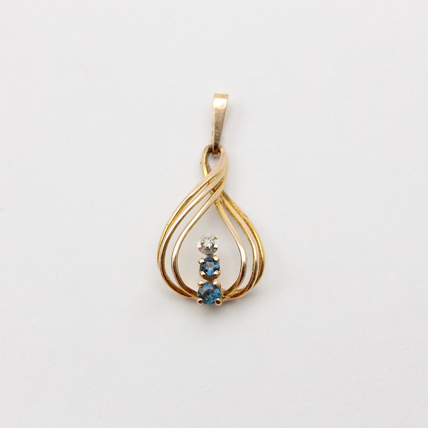 Vintage 9ct Gold Sapphire and Diamond Open Pendant, 1979