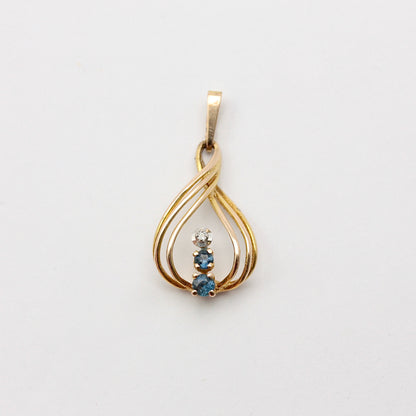 Vintage 9ct Gold Sapphire and Diamond Open Pendant, 1979