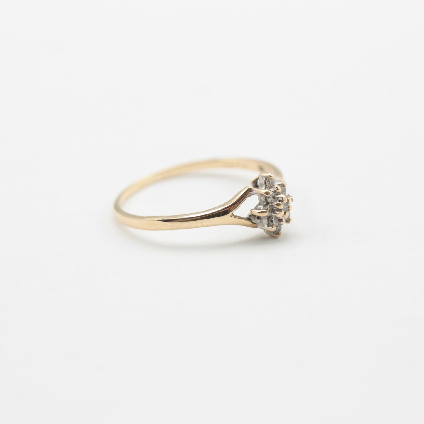 Dainty Vintage 9ct Gold Marquise Diamond Cluster Ring,  0.12 Carat