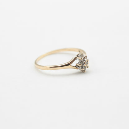Dainty Vintage 9ct Gold Marquise Diamond Cluster Ring,  0.12 Carat