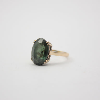 Vintage 9ct Gold Forest Green Spinel Cocktail Ring, 1966