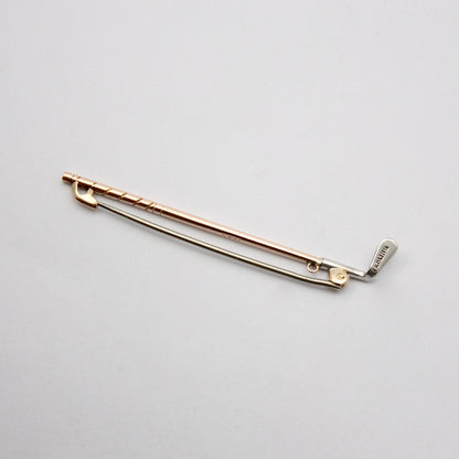 Vintage Art Deco 9ct Gold Golf Club Brooch with Sterling Silver Club Head