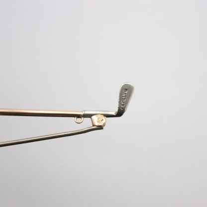 Vintage Art Deco 9ct Gold Golf Club Brooch with Sterling Silver Club Head