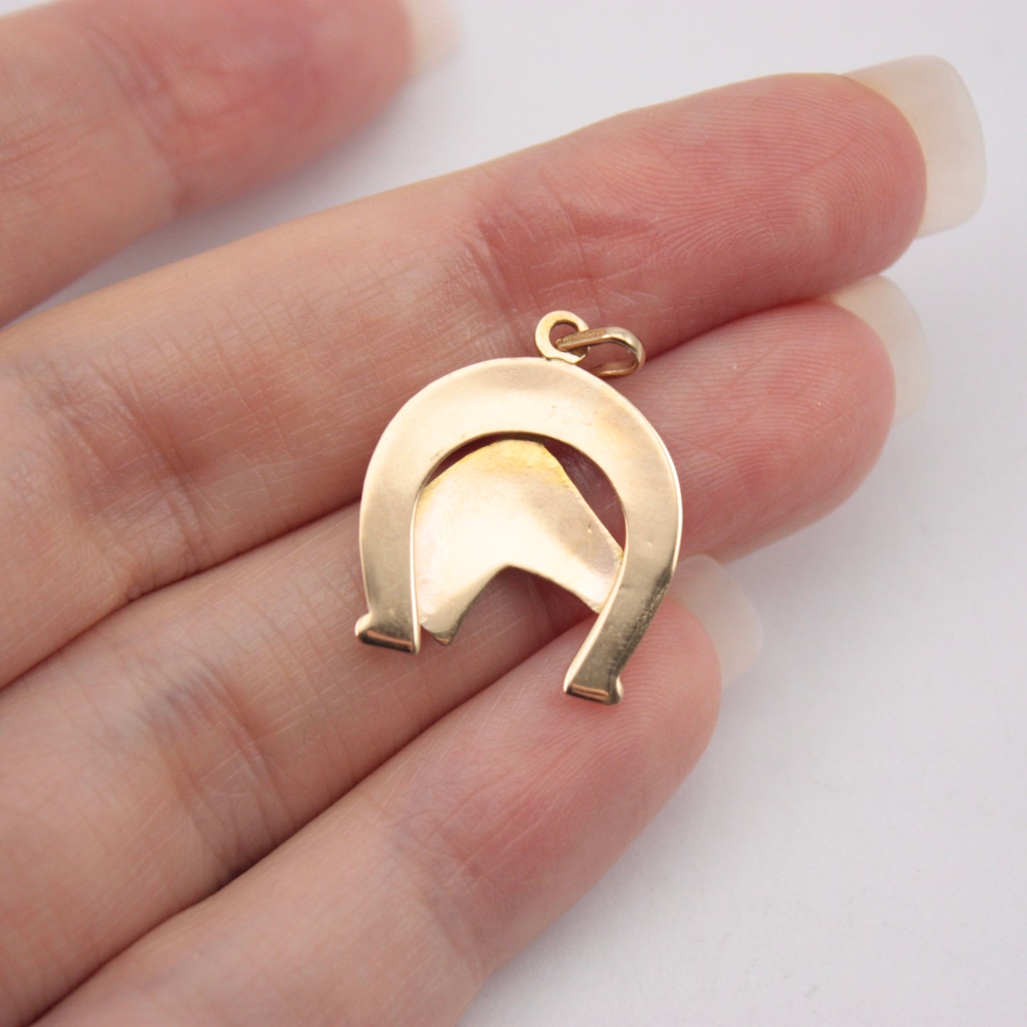 Vintage 9ct Gold Horse and Horseshoe Pendant, 1984