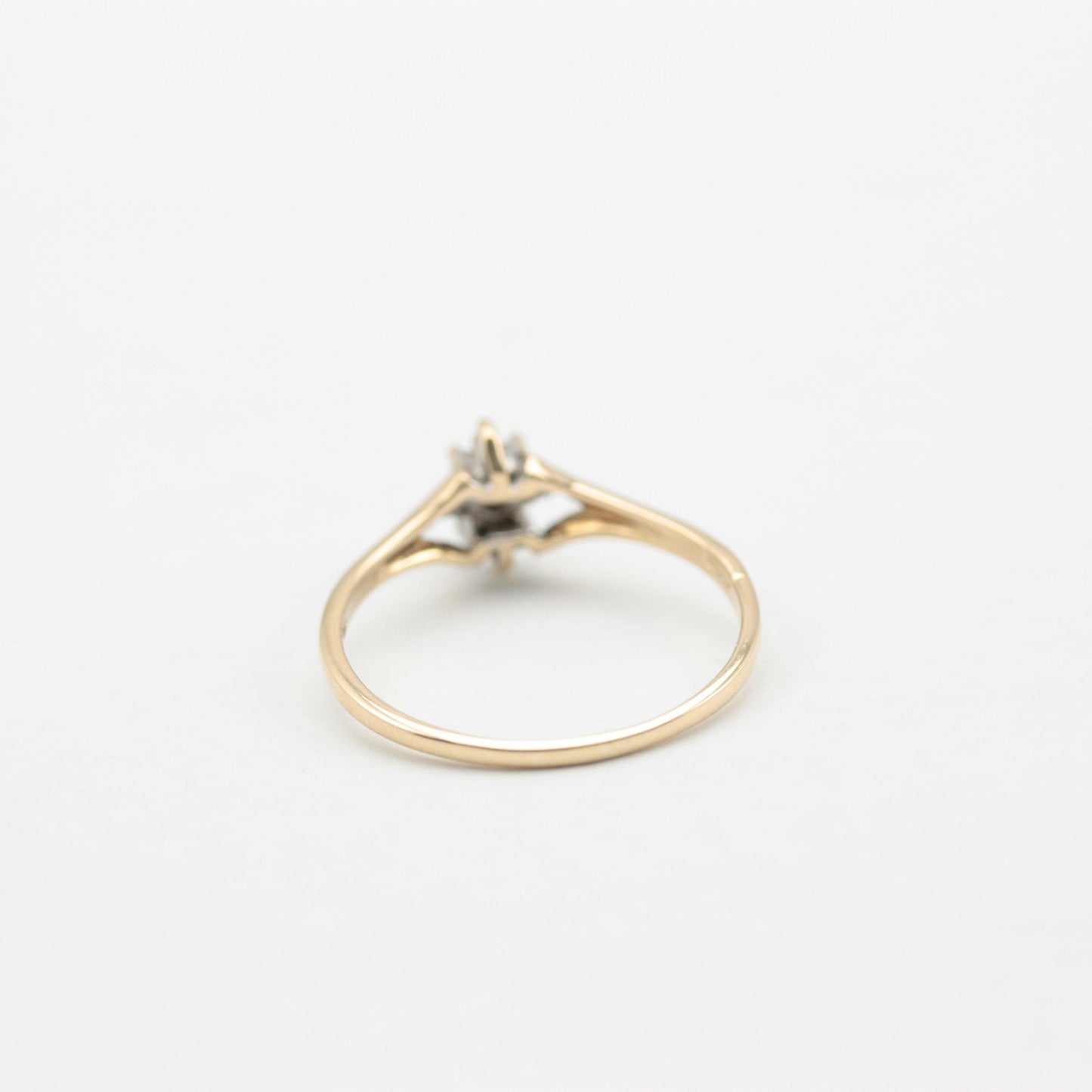 Dainty Vintage 9ct Gold Marquise Diamond Cluster Ring,  0.12 Carat