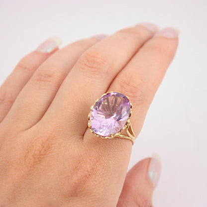 Huge Vintage 9ct Gold Amethyst Cocktail Ring, 1970s