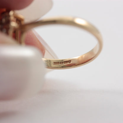 Vintage 9ct Gold Rope Edge Clear Cubic Zirconia Cluster Ring, 1970s