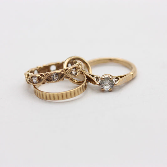 Vintage 9ct Gold Wedding Engagement Eternity Ring Charms by Fred Manshaw, 1963