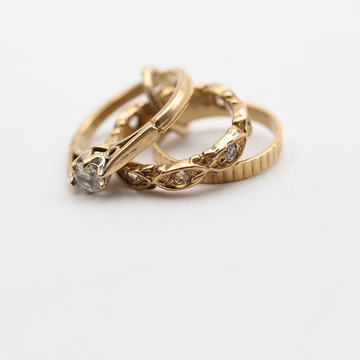 Vintage 9ct Gold Wedding Engagement Eternity Ring Charms by Fred Manshaw, 1963