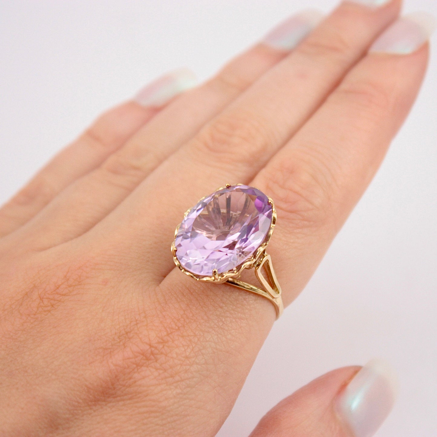 Huge Vintage 9ct Gold Amethyst Cocktail Ring, 1970s