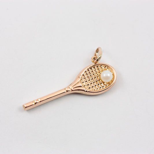 9ct gold vintage tennis racket charm