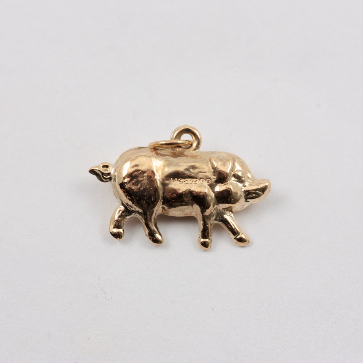 Vintage 9ct Gold Pig Charm, 1965
