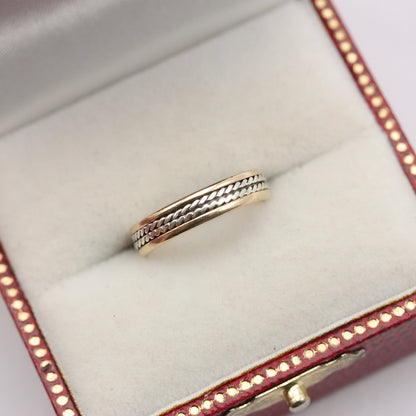 Vintage 9ct Two Tone Gold Rope Twist Band Ring, 1995