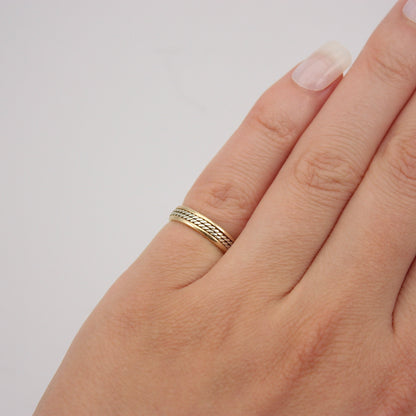Vintage 9ct Two Tone Gold Rope Twist Band Ring, 1995