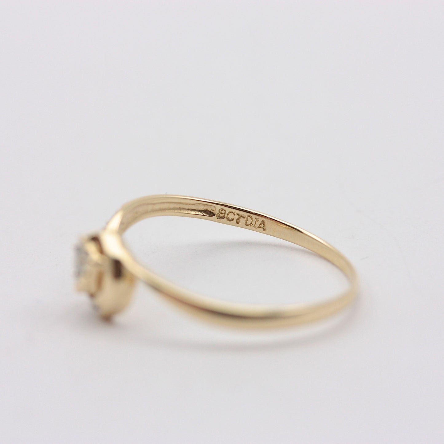 Vintage 9ct Gold Star Set Diamond Twist Front Ring, 1990s