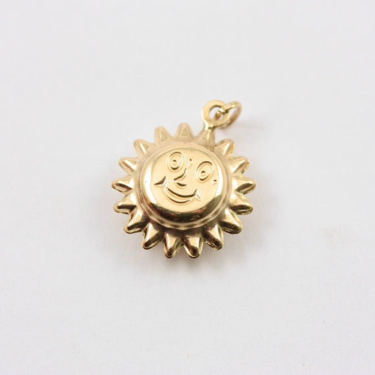 9ct gold puffy sun charm 