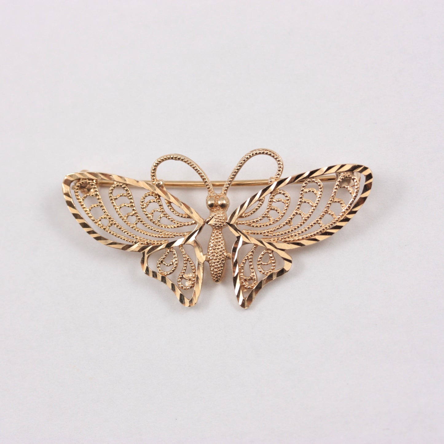 Vintage 9ct Gold Filigree Butterfly Brooch, 1993