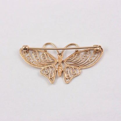 Vintage 9ct Gold Filigree Butterfly Brooch, 1993