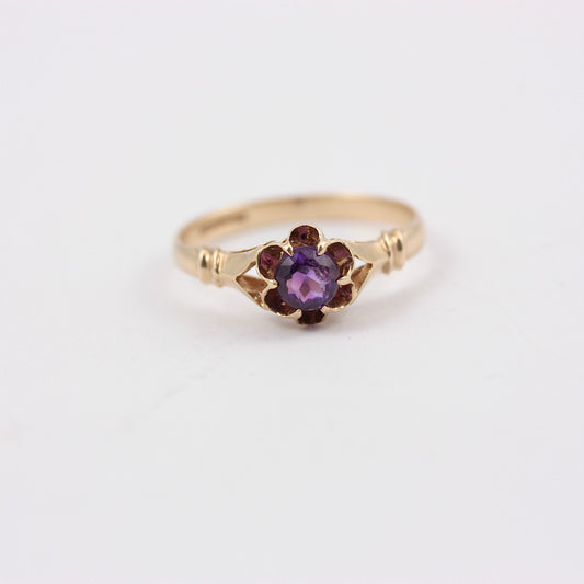vintage 9ct gold amethyst solitaire belcher ring