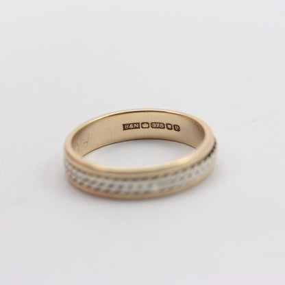 Vintage 9ct Two Tone Gold Rope Twist Band Ring, 1995
