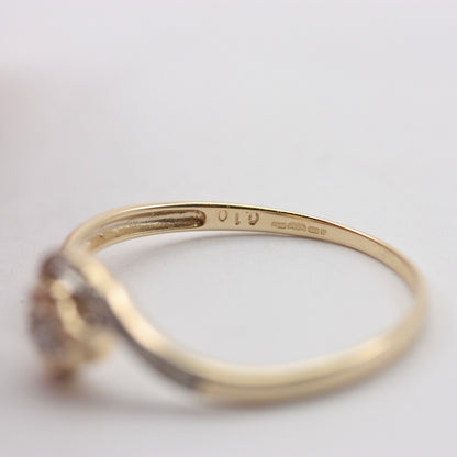 Vintage 9ct Gold Star Set Diamond Twist Front Ring, 1990s