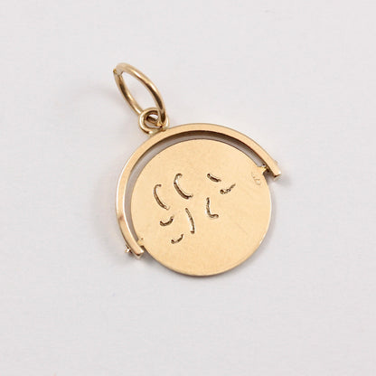 Vintage 9ct Gold 'I LOVE YOU' Spinner Pendant, 1972